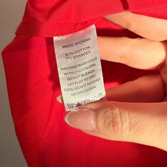 Hill House Roxie Nap Raspberry Red Cotton Smocked Tie Neck Mini Dress - Picture 6 of 7